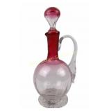 English Victorian Rubina Glass Cruet with Applied