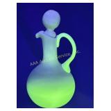 Italian Burmese Uranium Glass Cruet Mid-20th Centu