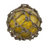 Yellow Glass Fishing Buoy Float with Rope Netting