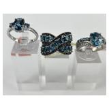 (3) 925 Sterling Silver Rings, one made in India a