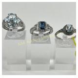 (3) 925 Sterling Silver Rings, one made in India,