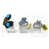 (3) 925 Sterling Silver Rings with Blue Stones.