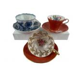 (3) Teacups and Matching Saucers Including Aynsley