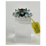 2.563 Gram Sterling Silver Ring with Blue and Gree