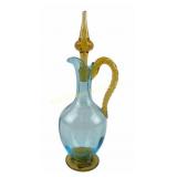 Victorian Era Blue & Amber Hand Blown Art Glass Cr