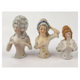 German Porcelain Half Doll Pin Cushion Holders