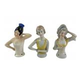 German Porcelain Half Body Pin Cushion Holders