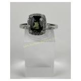 3.104 Gram STS Sterling Silver Ring with Oval Gree