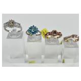(4) 925 Sterling Silver Rings with, three of them