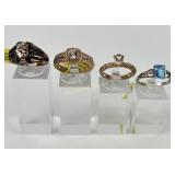 (4) 925 Sterling Silver Rings, three made in India