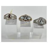 (3) 925 Sterling Silver Rings, one made in India,
