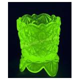 Vaseline Uranium Glass Daisy and Button Toothpick