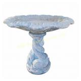 Cast Stone Bird Bath with Decorative Base and Sca