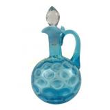 Victorian EAPG Blue Opalescent Coin Spot Cruet 19t