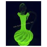 Victorian Vaseline Uranium Opalescent Glass Cruet