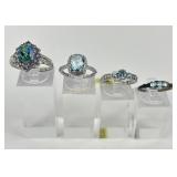 (4) 925 Sterling Silver Rings, two made in India,