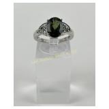 3.168 Gram Sterling Silver Ring with Oval Green Ge