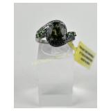 4.221 Gram STS Sterling Silver Ring with Green Gem