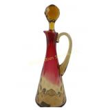 Victorian Amberina Glass Thumbprint Cruet 19th Cen