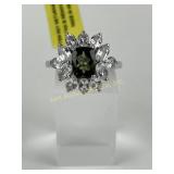 3.988 Gram STS Sterling Silver Ring with Green Gem