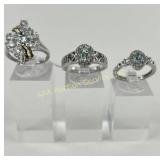 (3) 925 Sterling Silver Rings, one made in Thailan