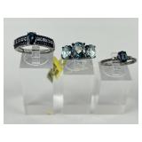 (3) 925 Sterling Silver Rings, one made in India,