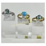 (3) 925 Sterling Rings with Gemstones weighing 2.5