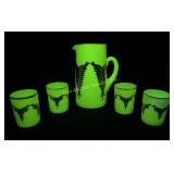 Heisey Uranium Custard Glass Winged Scroll Pitcher