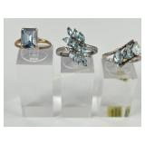 (3) 925 Sterling Silver Rings, one made in India,