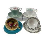 (4) Aynsley Bone China Teacups and Matching Saucer