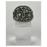 7.500 Gram STS Sterling Silver Ring with Green and