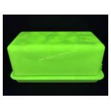 McKee Uranium Jadeite Green Glass Butter Dish with