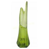 MCM Swing Glass Vase Avocado Green L.E. Smith Mid