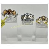 (3) 925 Sterling Silver Rings Made in India featur