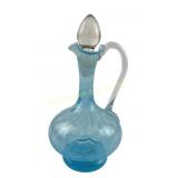 Victorian Blue Opalescent Zipper Patterned Art Gla