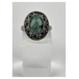 3.796 Gram Sterling Silver Ring with Oval Green St