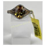 4.158 Gram STS Sterling Silver Ring with Yellow Ge
