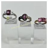 (3) 925 Sterling Silver Rings, one made in India,