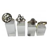 (4) 925 Sterling Silver Rings, Two made in India,