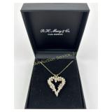 14k Gold Necklace With Diamond Set Heart Pendant