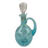 L.G. Wright Blue Opalescent Daisy and Fern Cruet