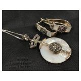 Sterling & MOP Necklace & Earrings Set