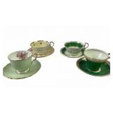 (4) Aynsley Bone China Teacups and Matching Saucer