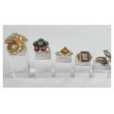 (5) Sterling Silver Rings W/Stones