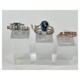 (3) 925 Sterling Silver Rings, one made in India,
