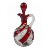 EAPG Ruby Stain Beaded Swirl and Lens Cruet 19th C