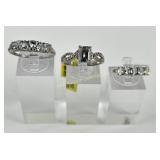 (3) 925 Sterling Silver Rings, two made in India,