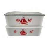 McKee White Milk Glass Refrigerator Dishes with Sa
