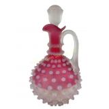 Rubina Opalescent Satin Hobnail Cruet Hobbs, Brock