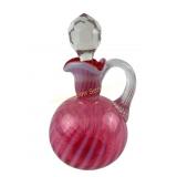 Fenton Opalescent Swirl Cruet with Reeded Handle